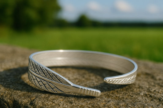 Pulsera de plata, pulsera de pluma, Regalo de pluma, brazalete de pluma, brazalete abierto, brazalete unisex, pulsera ajustable.