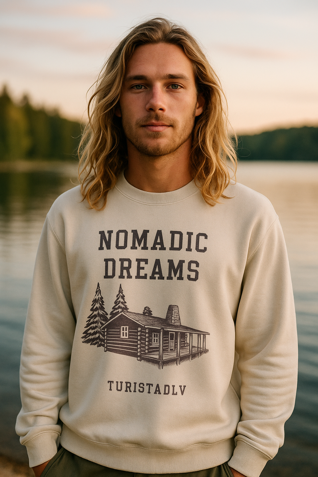Sudadera acogedora sueños nómadas, suéter de cuello redondo unisex, perfecto para entusiastas del aire libre, regalo para viajeros, estilo casual para todas las estaciones.