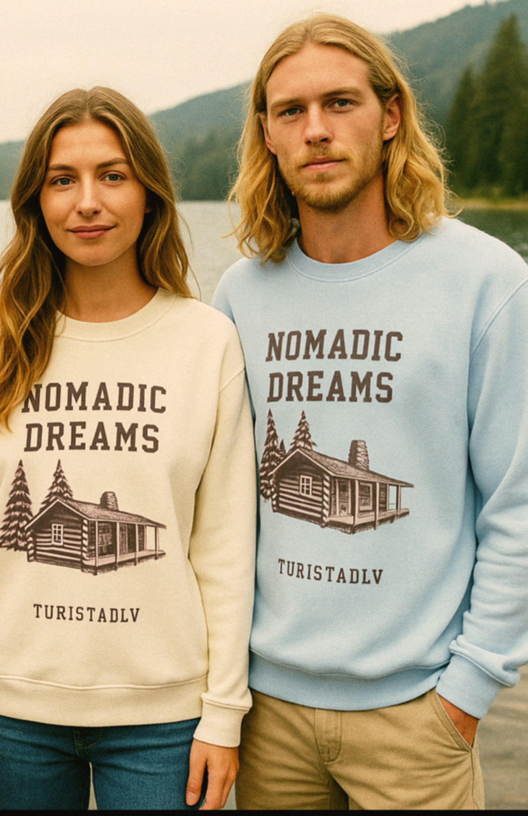 Sudadera acogedora sueños nómadas, suéter de cuello redondo unisex, perfecto para entusiastas del aire libre, regalo para viajeros, estilo casual para todas las estaciones.