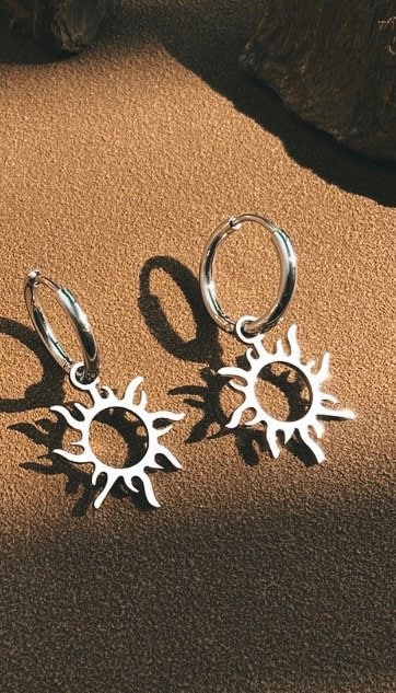 Sun earrings, SUNNY, sun earrings, hoops, earrings, sun earrings, sun jewelry, sun hoops, hoop earrings, summer hoops, beach, stackable.