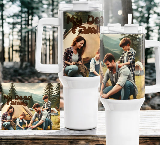 Vaso de 40 oz, taza fotográfica personalizada con pajita, regalo del día de la madre, vaso fotográfico personalizado, recuerdos familiares