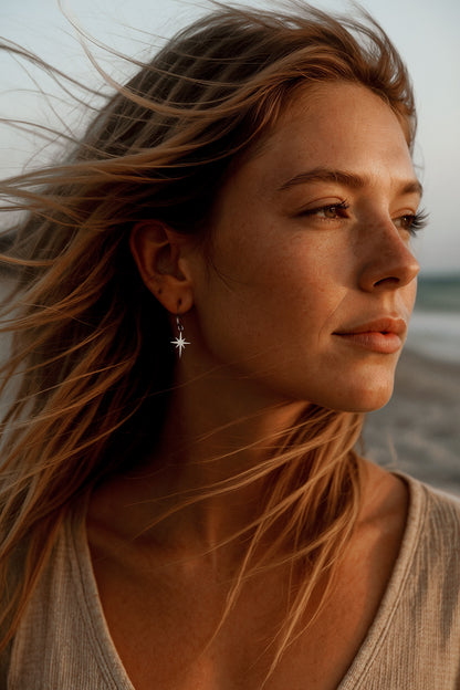 Aros Estrella Polar Acero Inoxidable · Pendientes Bohemios Minimalistas · Joyería Inspirada en el Cielo · Turistadlv