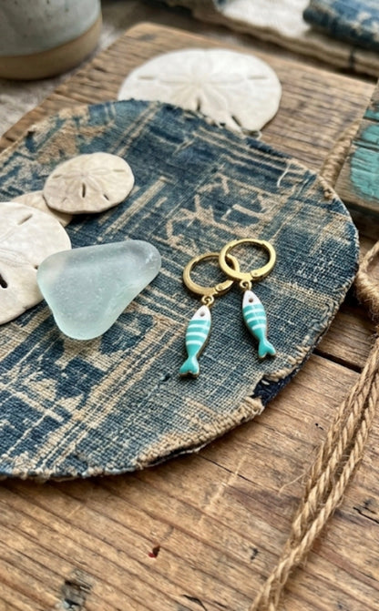Pendientes de Pez Boho, Aros Dorados de Verano