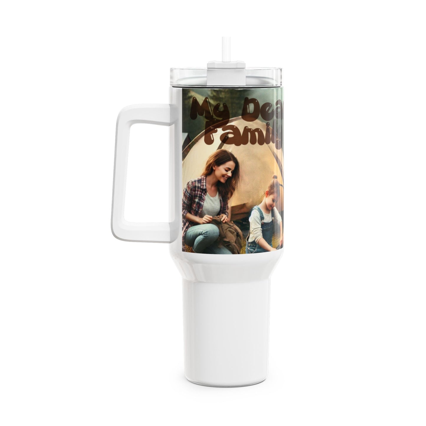 Vaso de 40 oz, taza fotográfica personalizada con pajita, regalo del día de la madre, vaso fotográfico personalizado, recuerdos familiares