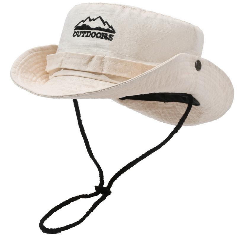 Summer Outdoor Mountaineering Slub Cotton Sun-proof Bucket Hat