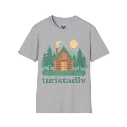 Camiseta de cabaña en bosque, camiseta con pinos, Diseño de cabaña rústica en el bosque, camping al aire libre, regalo de naturaleza