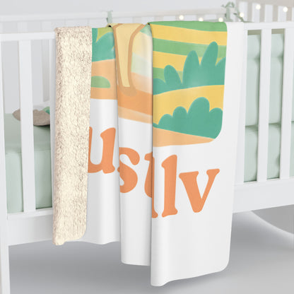 Manta de lana Sherpa de ilustración de montaña de alpaca peruana