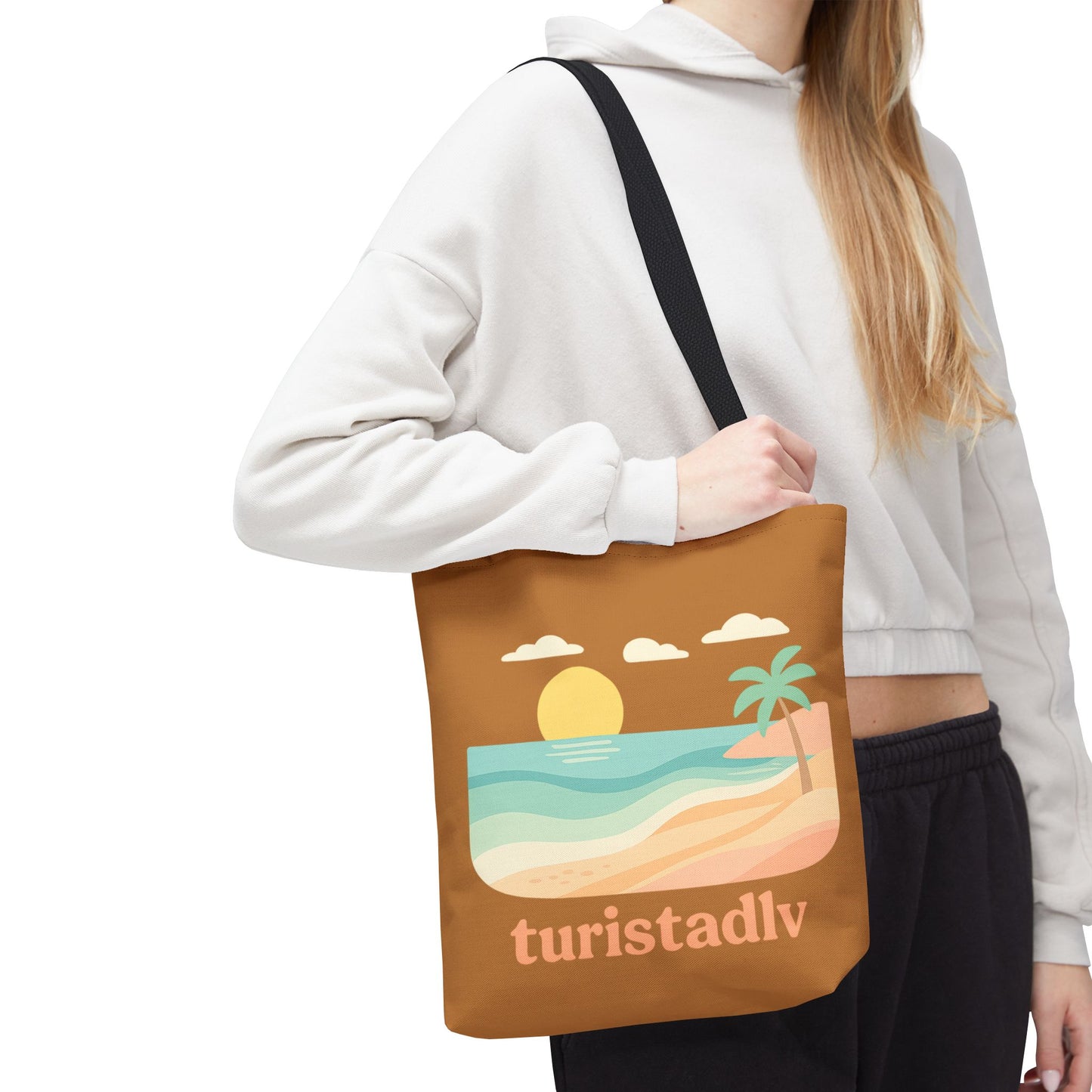 Bolso Tote de Playa Retro, Atardecer y Palmeras