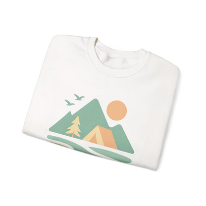 Sudadera unisex de cuello redondo inspirada en la naturaleza, Ambientes acogedores al aire libre, ropa casual, ropa de senderismo, regalo para aventureros