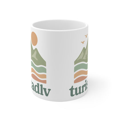Taza de cerámica inspirada en la naturaleza para aventureros, perfecta para acampar, amantes del café, regalos, bebidas ecológicas, taza de citas inspiradoras