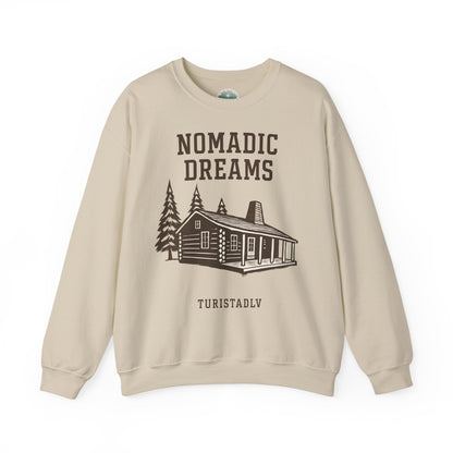 Sudadera sueños nómadas, acogedor cuello redondo unisex, perfecto para entusiastas del aire libre, regalo para viajeros, estilo casual para todas las estaciones.