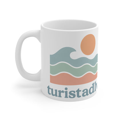 Taza de cerámica artística, diseño de olas costeras, perfecta para los amantes de la playa, regalo para ella, entusiastas de los viajes, decoración del hogar