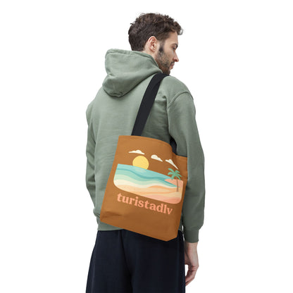 Bolso Tote de Playa Retro, Atardecer y Palmeras