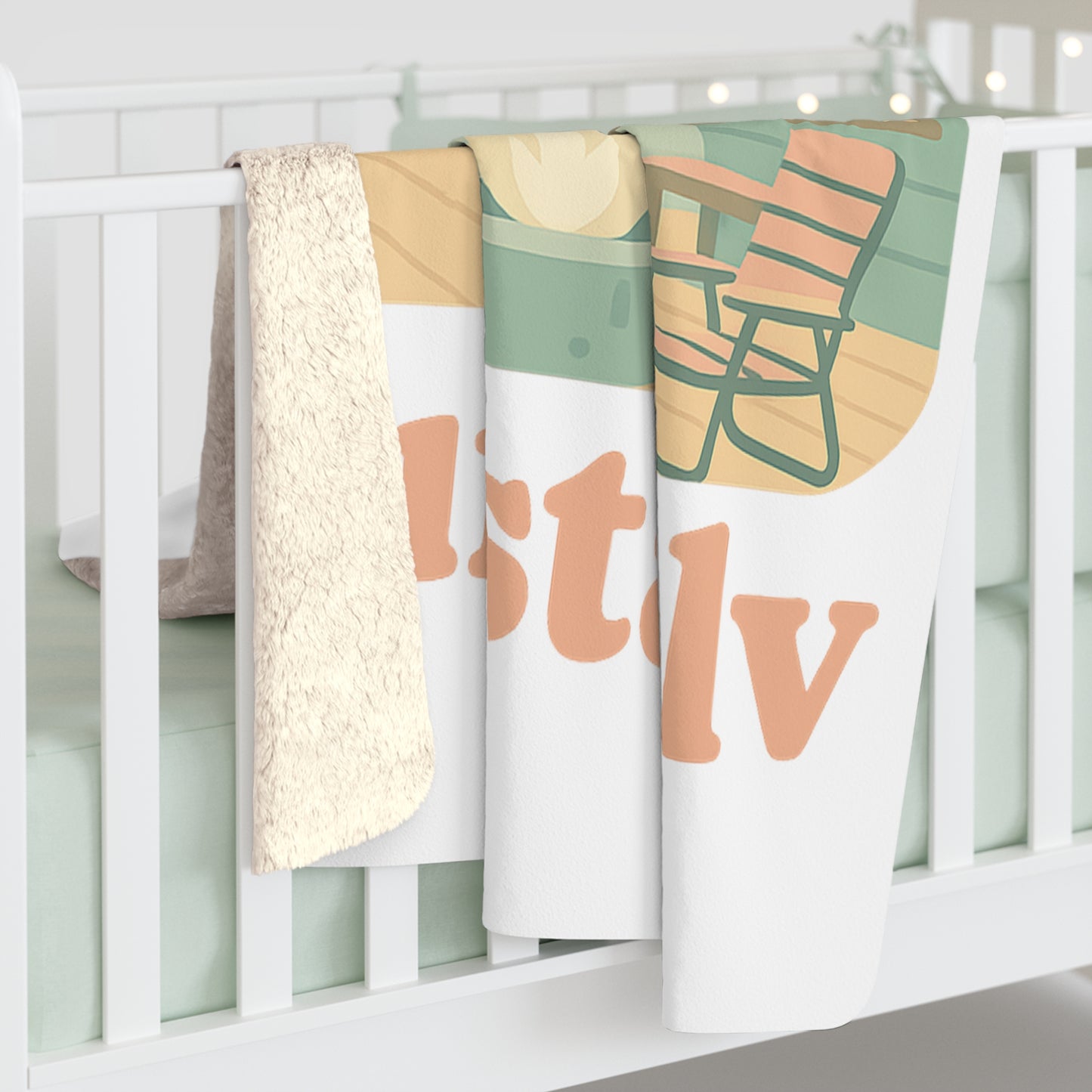 Acogedora manta de cabaña junto al lago Ilustración Manta Sherpa, manta de vida al aire libre con Fogata, manta de regalo, mantita de viaje