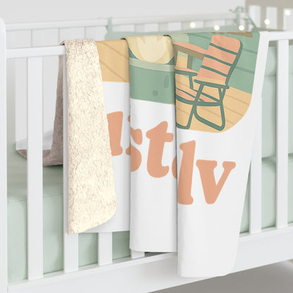 Acogedora manta de cabaña junto al lago Ilustración Manta Sherpa, manta de vida al aire libre con Fogata, manta de regalo, mantita de viaje