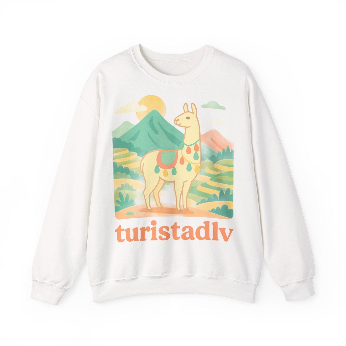 Sudadera de llama peruana, suéter andino, jersey peruano, vicuña alpaca guanaco - Sudadera unisex de cuello redondo, suéter de alpaca.