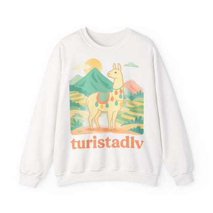 Sudadera de llama peruana, suéter andino, jersey peruano, vicuña alpaca guanaco - Sudadera unisex de cuello redondo, suéter de alpaca.