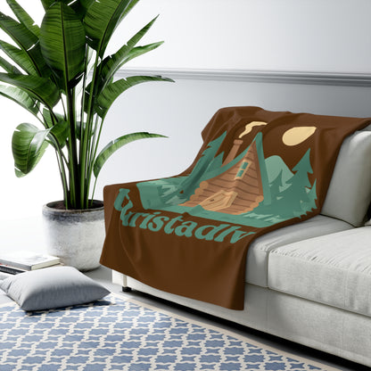 Manta de lana Sherpa de cabaña en el bosque, regalo de casa de campo Diseño acogedor de cabaña de troncos