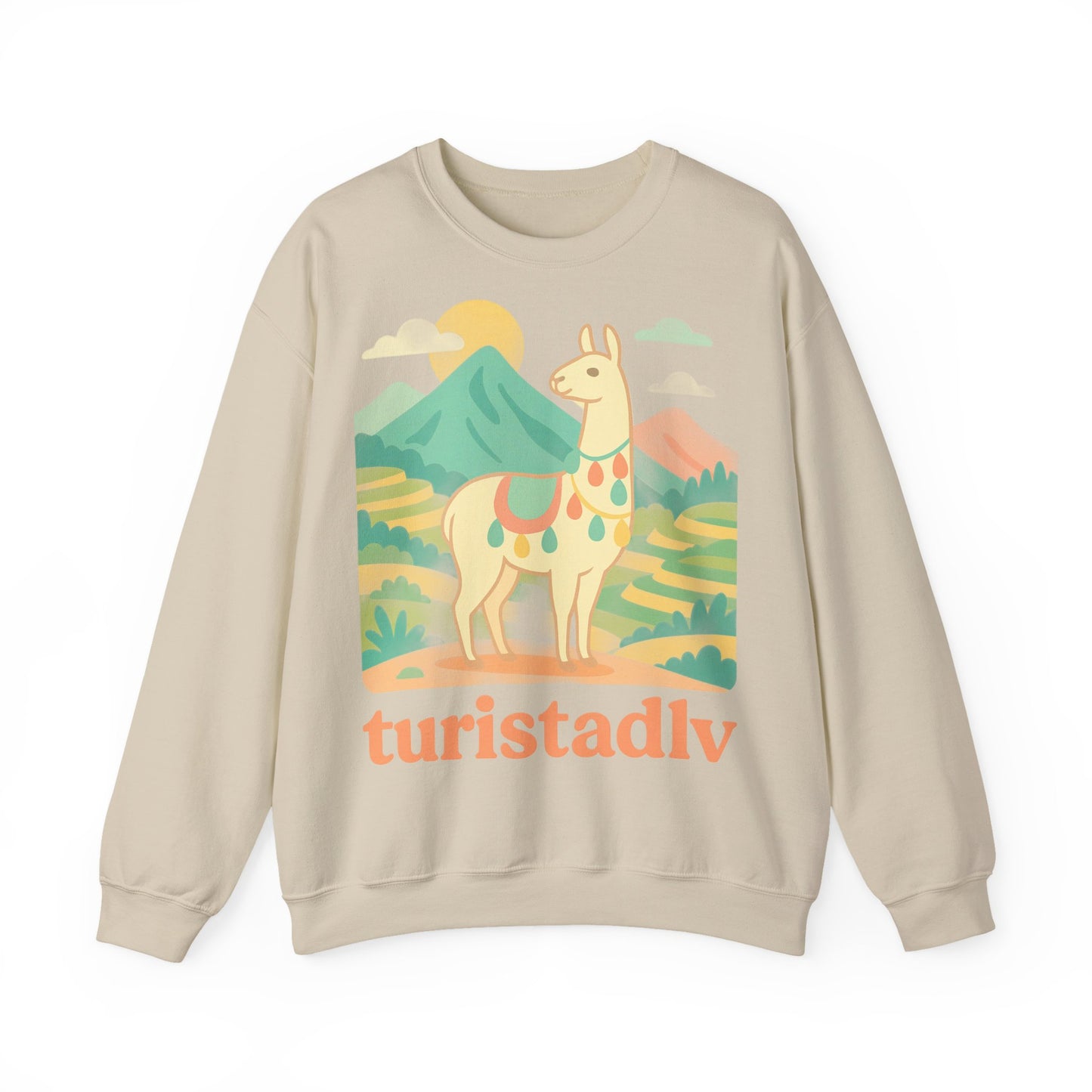 Sudadera de llama peruana, suéter andino, jersey peruano, vicuña alpaca guanaco - Sudadera unisex de cuello redondo, suéter de alpaca.