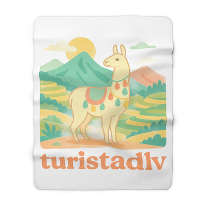 Manta de lana Sherpa de ilustración de montaña de alpaca peruana