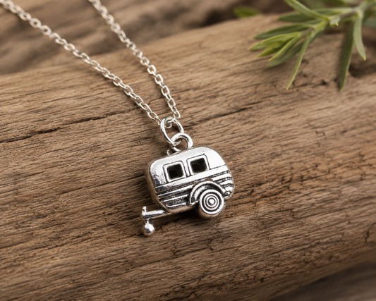 Collar camping, collar de caravana, regalo de camping, encanto de caravana, campista, joya de camping, regalo de viajero, collar de campista