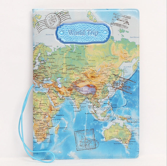 World map stereo passport holder, travel gift, traveler, passport, globetrotter