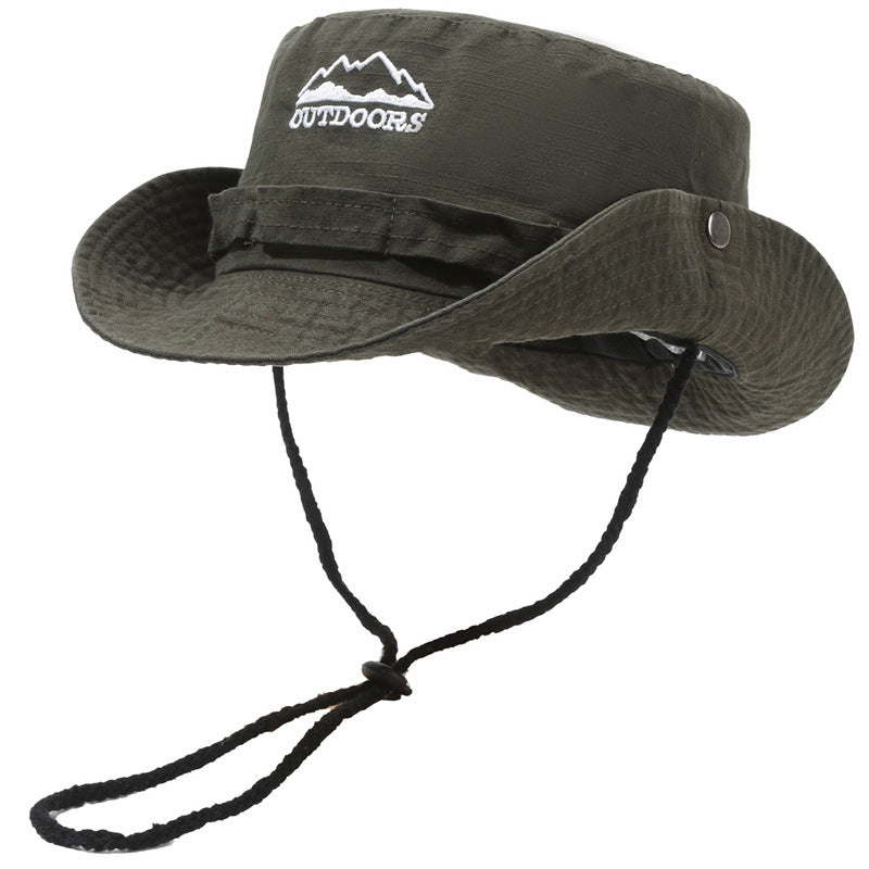 Summer Outdoor Mountaineering Slub Cotton Sun-proof Bucket Hat