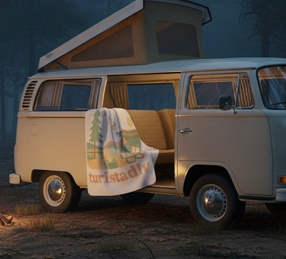 Acogedora manta de cabaña junto al lago Ilustración Manta Sherpa, manta de vida al aire libre con Fogata, manta de regalo, mantita de viaje