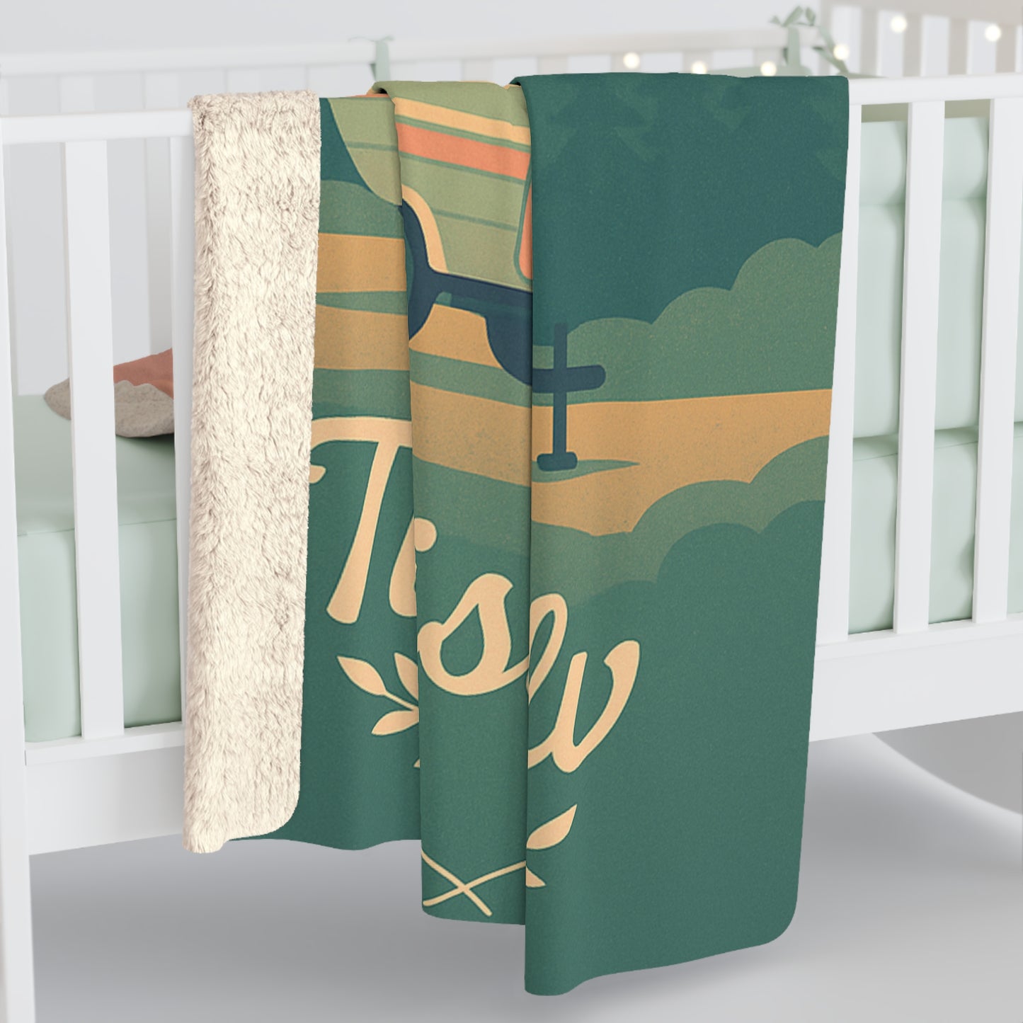 Manta Sherpa Retro Camper de montaña al atardece, amantes de la naturaleza, manta de exterior estilo Vintage