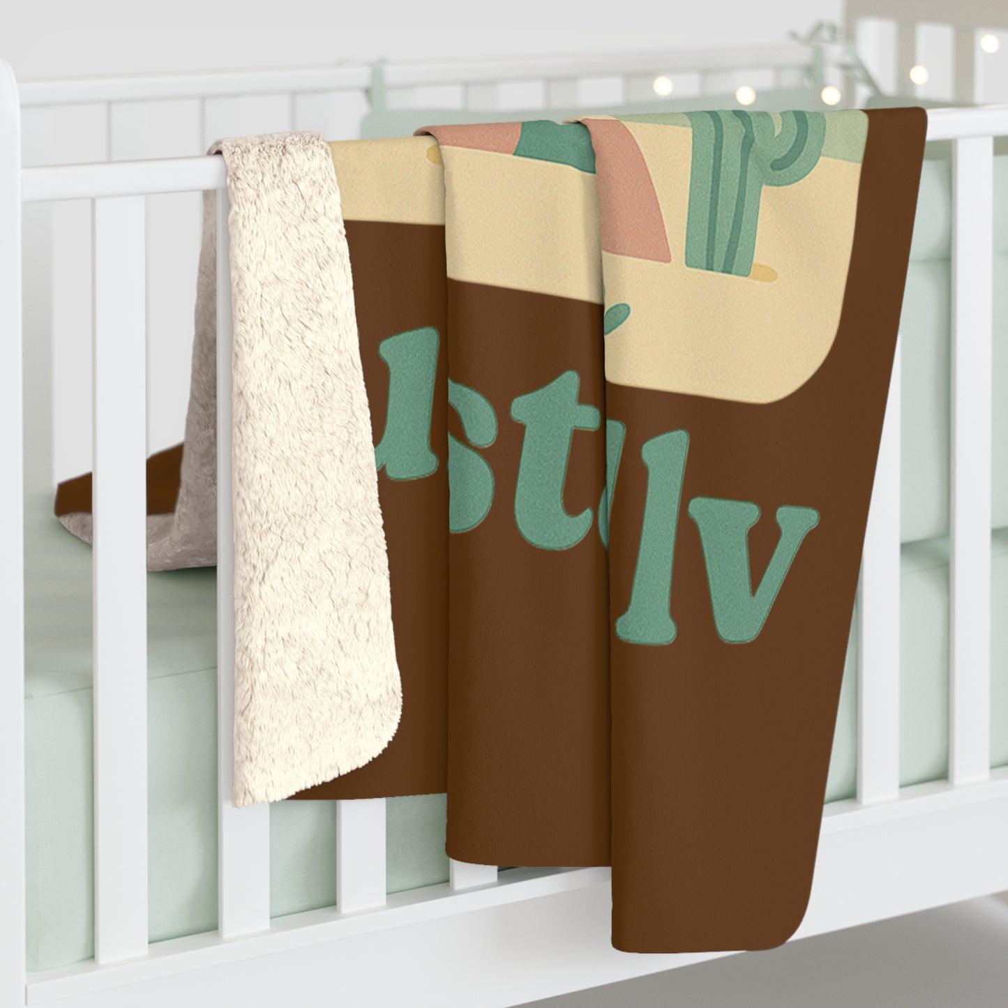 Manta de lana de Sherpa con escena de desierto tipi, manta con diseño de camping retro, regalo de de acampada, glamping