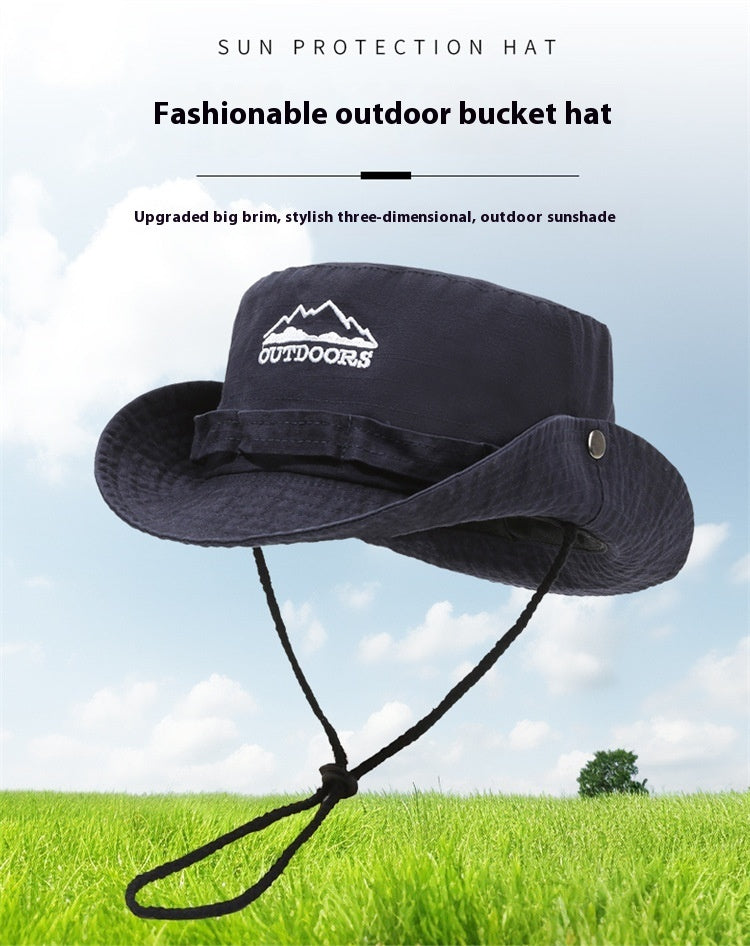 Summer Outdoor Mountaineering Slub Cotton Sun-proof Bucket Hat