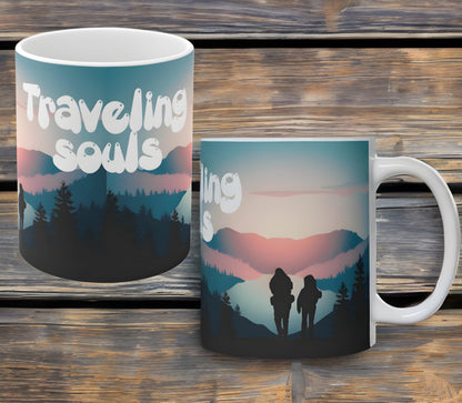 Taza de pareja, declaración, taza de montaña, viajero, regalo viaje, taza de viajero, regalo novios, taza de amor, taza esposa, senderista