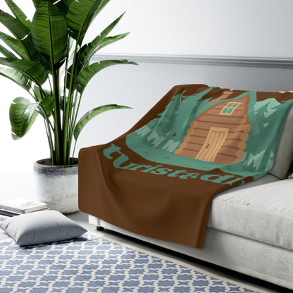 Manta de lana Sherpa de cabaña en el bosque, regalo de casa de campo Diseño acogedor de cabaña de troncos