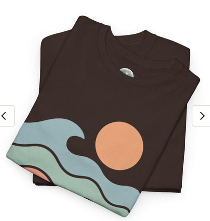 Camiseta Beach Vibes, Camiseta casual de verano, regalo perfecto para los amantes del océano, ropa de vacaciones, camiseta gráfica de olas