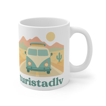 Taza de cerámica de aventura retro, Taza de café vintage Van, regalo de viaje, taza de viaje por carretera, temática de autocaravana, boho.