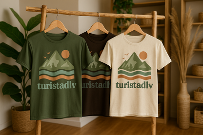 Camiseta de paisaje, Camiseta de verano, regalo perfecto para los amantes del océano, ropa de vacaciones, camiseta de olas, sol y montaña