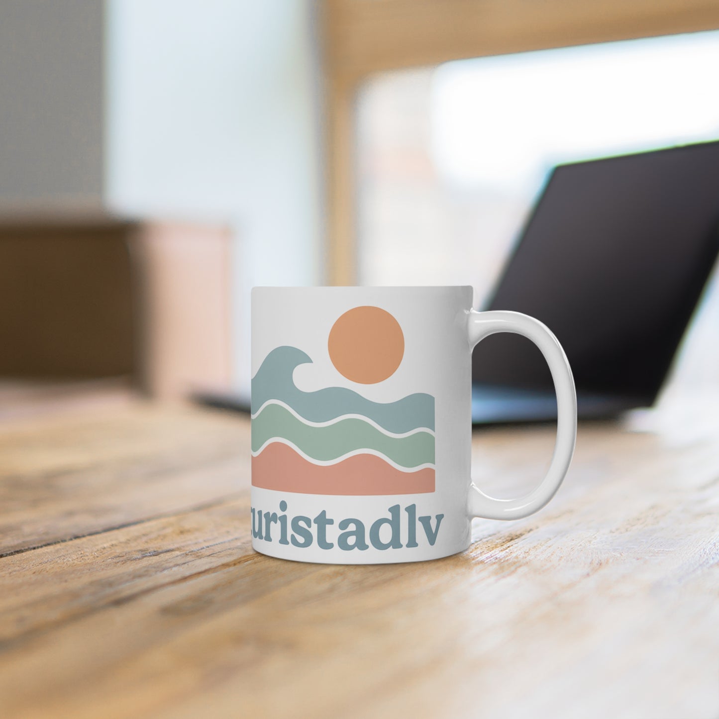 Taza de cerámica artística, diseño de olas costeras, perfecta para los amantes de la playa, regalo para ella, entusiastas de los viajes, decoración del hogar