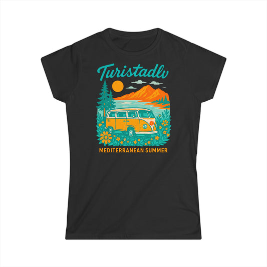 Camiseta de verano mediterráneo, camiseta de diseño español, top de vacaciones junto al mar, camisa gráfica de playa, ropa de vacaciones