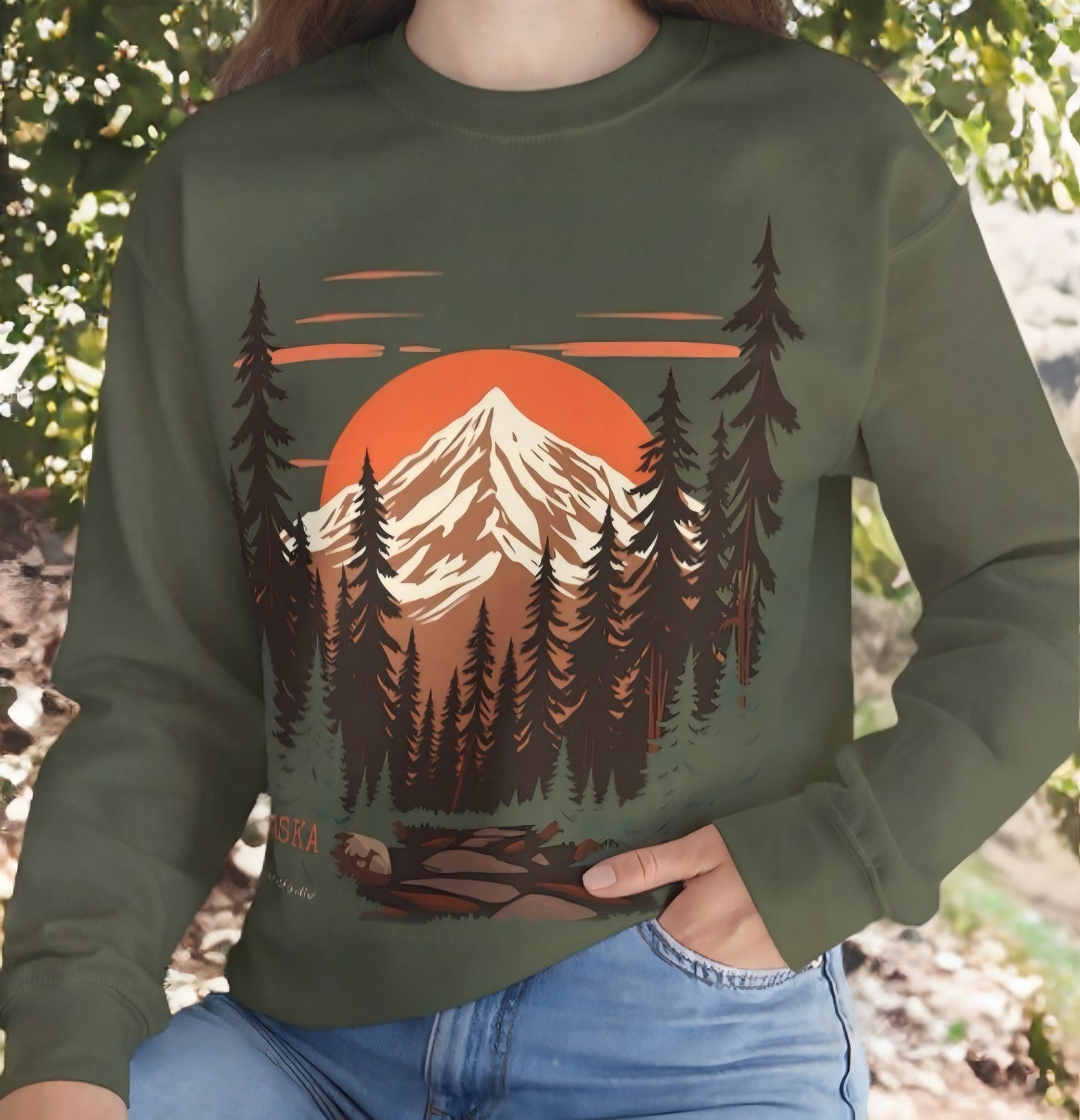 Sudadera de de Montaña, amanecer, atardecer, Alaska, sudadera de paisaje, sudadera de naturaleza, ropa de aventura, al aire libre