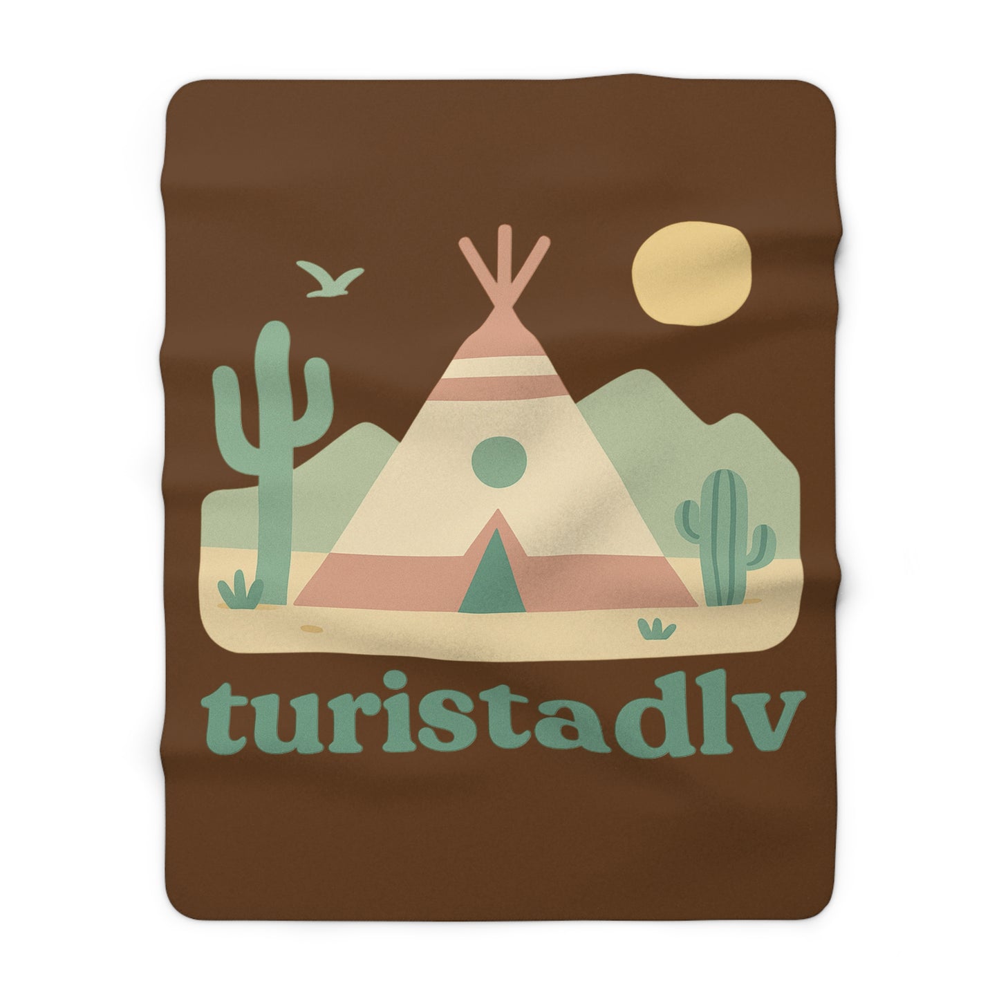 Manta de lana de Sherpa con escena de desierto tipi, manta con diseño de camping retro, regalo de de acampada, glamping