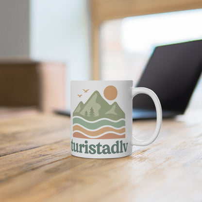 Taza de cerámica inspirada en la naturaleza para aventureros, perfecta para acampar, amantes del café, regalos, bebidas ecológicas, taza de citas inspiradoras