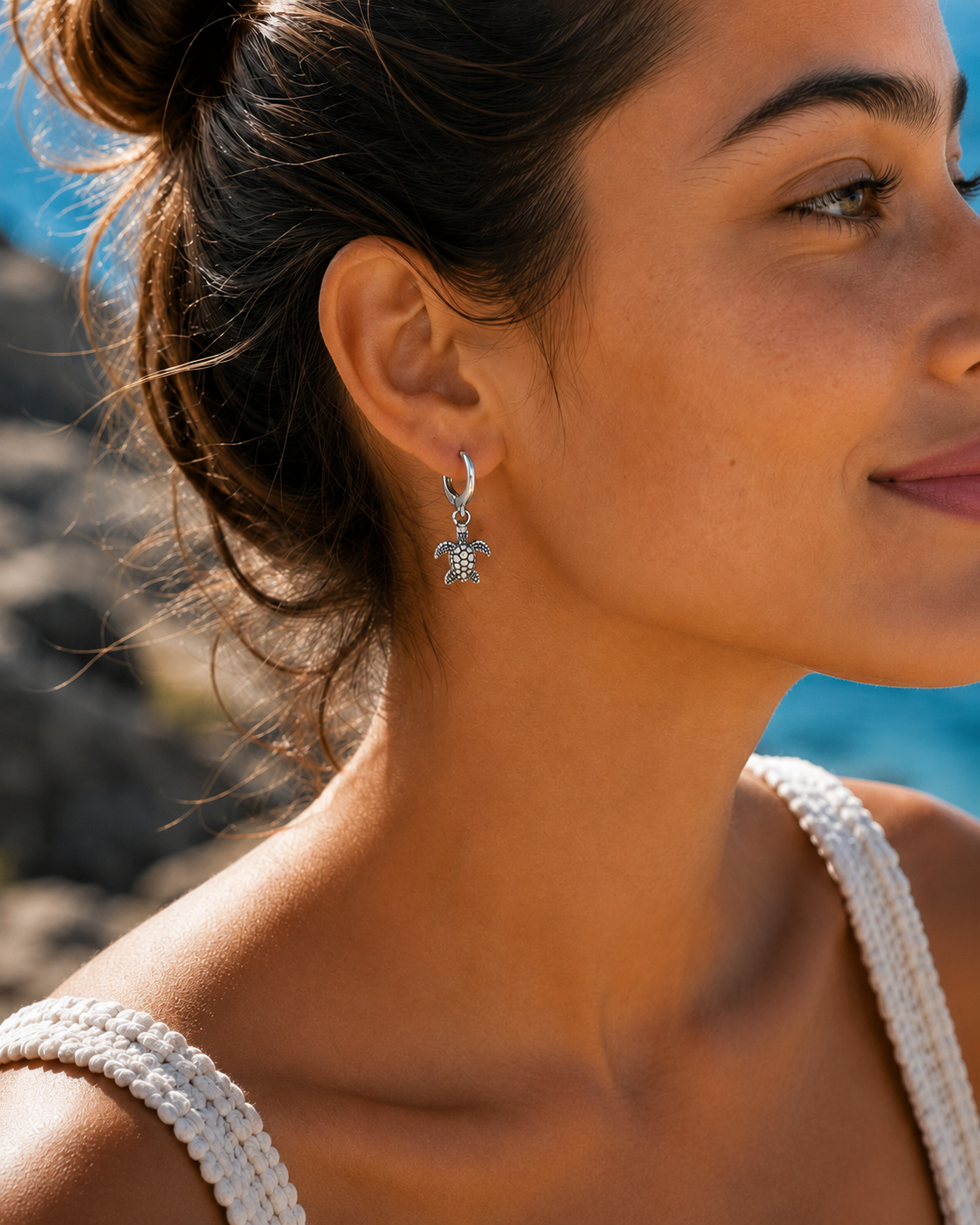 Pendientes Tortuga Marina, Aros Colgantes de Tortuga, regalo de surf, Pendientes Inspirados en el Océano, Joyería Boho Playa Mujer y hombre.