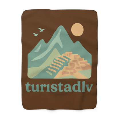 Manta Sherpa Diseño gráfico de Machupichu, manta de Perú, pueblo de montaña, manta de diseño retro de inca, elección del viajero, regalo