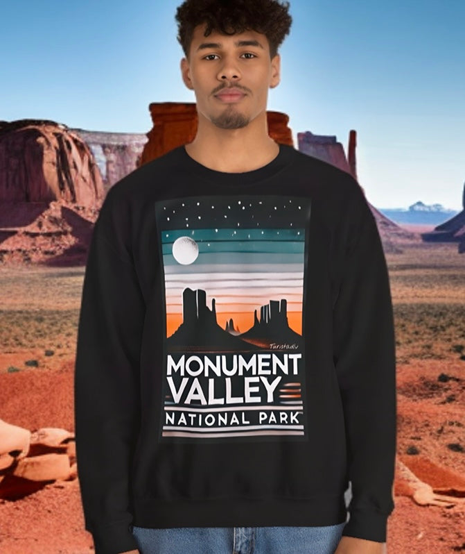 Sudadera de cuello redondo con paisaje de montaña, suéter del Parque Nacional Monument Valley, escena nocturna de montaña, regalo de montaña