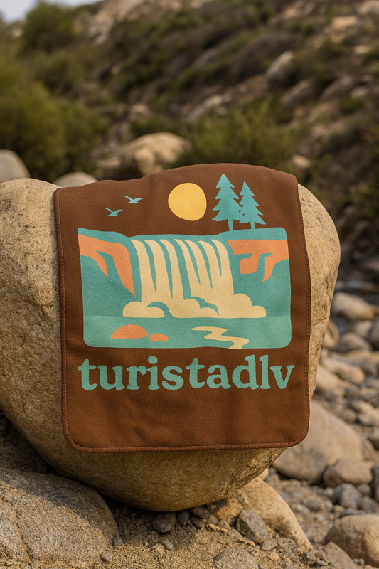 Manta Sherpa de paisaje de cascada, Diseño  de naturaleza retro, manta de camping, regalo de montaña