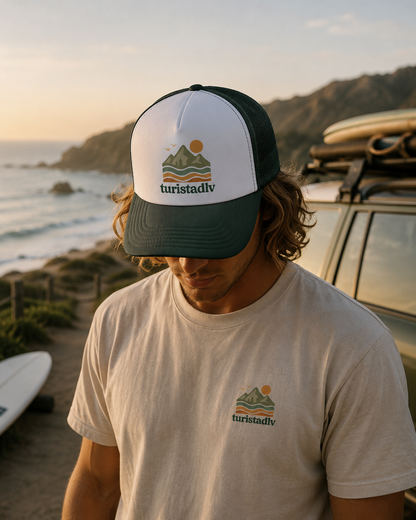 Gorra estilo retro de naturaleza, gorra de red de montaña, Logotipo de aventura al aire libre, regalo de montaña, gorra de senderismo, viaje