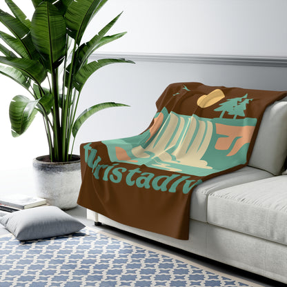 Manta Sherpa de paisaje de cascada, Diseño  de naturaleza retro, manta de camping, regalo de montaña