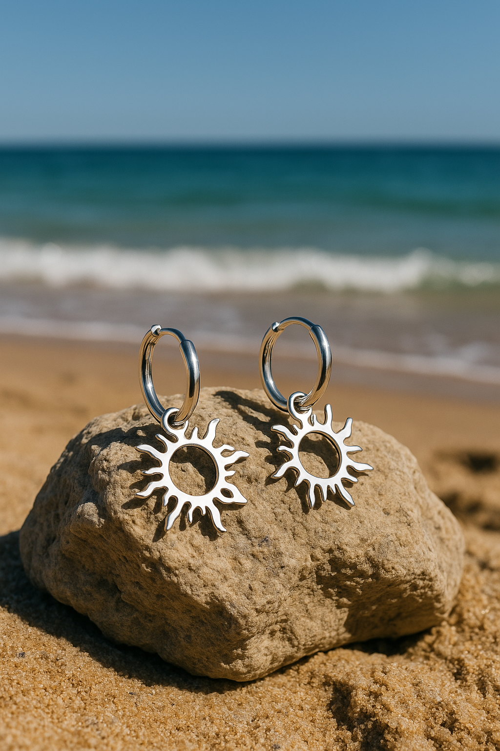 Pendientes de Sol Sunny, Aros Veraniegos Apilables