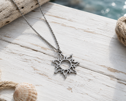 Collar Colgante de Sol Golden Sun, Joya de Playa y Verano