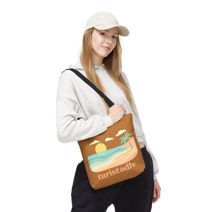 Bolso Tote de Playa Retro, Atardecer y Palmeras